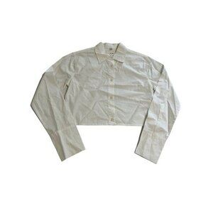 DL1961 Premium Denim Lisette Cropped Shirt in White Poplin